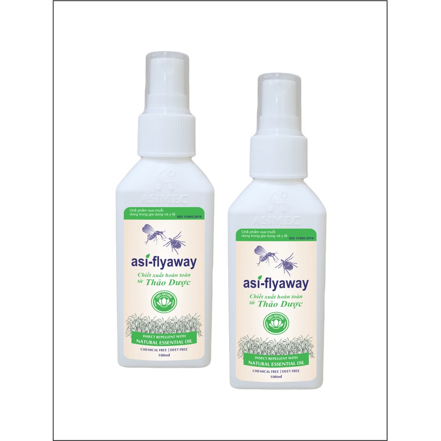 ASI-Flyaway Xịt đuổi muỗi 100% từ thảo dược thiên nhiên chai 100ml - Chế phẩm xua muỗi dùng trong gia dụng và y tế