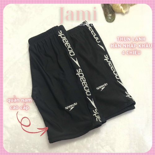 QUẦN BƠI NAM đi chơi, đi biển viền chữ giá rẻ màu random - JAMI - QNBIEN06