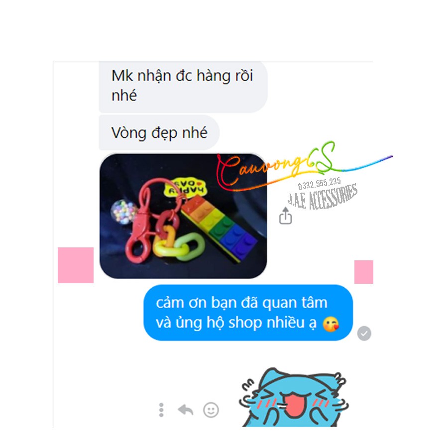 Móc khóa lego màu cầu vồng hoạt hình xinh xắn