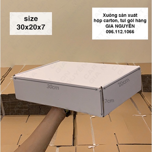 50 hộp carton nắp gài 30x20x7 MÀU TRẮNG dùng đựng quần áo, sách vở, tài liệu - hộp nắp gài 2 bên hông