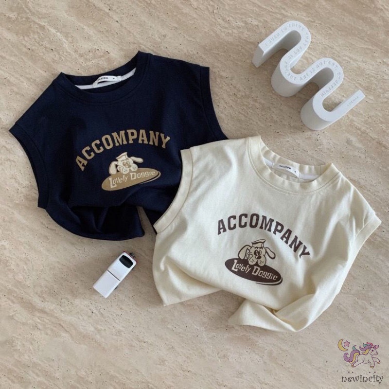 Áo Thun Sát Nách In Hoạt Hình Kiểu Hàn Quốc Thời Trang Mùa Hè Cho Bé