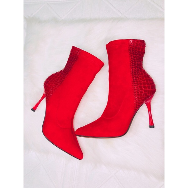 ❤️❤️ Giày Bốt Cổ Cao Nữ Đỏ Cao 10 Phân Size 37-38 Full Box ❤️❤️