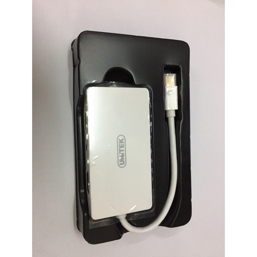 Đầu chuyển Mini DisplayPort sang HDMI DVI VGA Audio Unitek Y6354WH - Hàng chính hãng