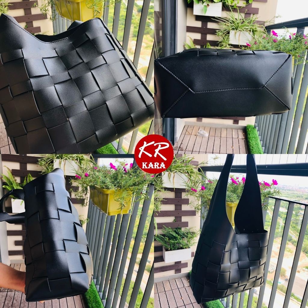 (Cao cấp) Túi Tote Da đan phong cách Hàn Quốc KR431-  Kèm ví, Size 29*28*13cm, Da PU cao cấp, 2 màu lựa chọn- KARA 431