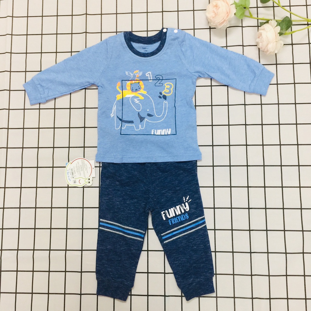 Bộ quần áo dài tay thu đông cho bé trai Dokma sale DMB356