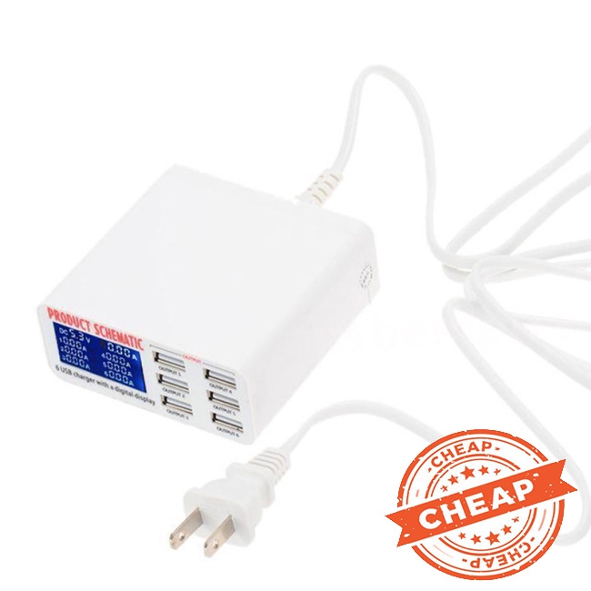 Bộ sạc 6 cổng USB có màn hình LCD chất lượng cao