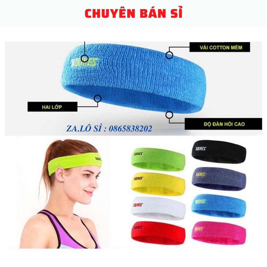 ⚡Chuyên Bán Sỉ⚡Băng đô thể thao Headband Aolikes Chính Hãng chặn mồ hôi trán sành điệu, co dãn chống trượt