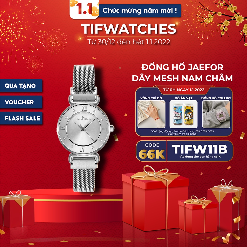 Đồng hồ nữ dây kim loại nam châm JAEFOR bạc đồng hồ thời trang thiết kế cao cấp Watchesbytif size 28mm