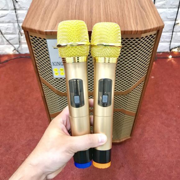 Loa kéo karaoke di động Kingbass Wood-2, Loa thùng gỗ 3 tấc hát karaoke gia đình âm thanh cực hay + Tặng 2 micro