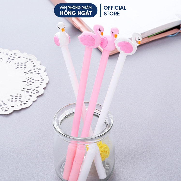 Bút bi cute thiên nga, bút bi nước mực gel đen ngòi 0.5mm nhiều màu dễ thương đồ dùng học tập văn phòng phẩm B19