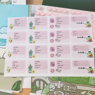 Nhãn Vở Pilu quả bơ Máy Ảnh Buộc Tóc Hồng 16 nhãn 4 hình khác nhau