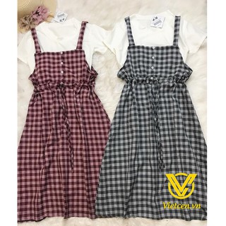 Set váy yếm kẻ caro < Siêu Hot 2019 >