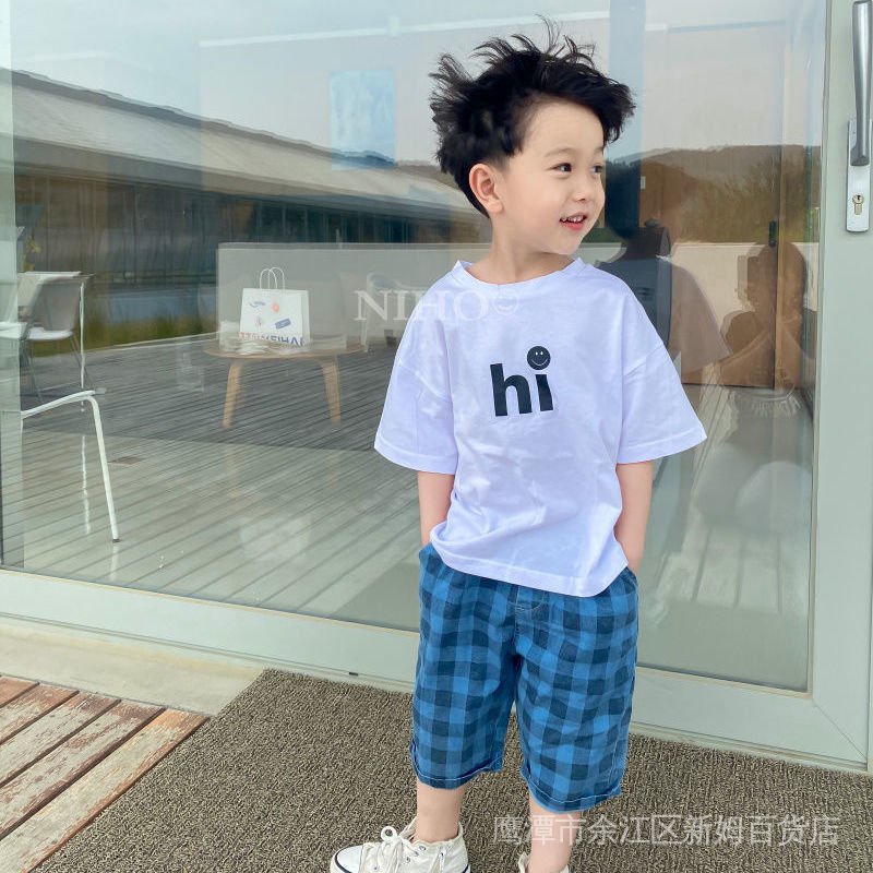 Áo Thun Tay Ngắn In Chữ Iyo2 Thời Trang Mùa Hè Phong Cách Hàn Quốc Cho Bé Trai