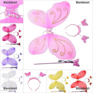 Warmheart 3Pc Set Girls Fairy Costume Butterfly Party Wings Wand Princess Headband Beauty