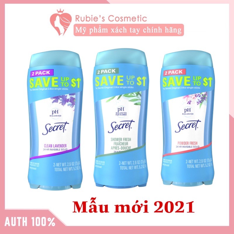 (MẪU 2021) Lăn Khử Mùi Secret SÁP/ CLEAR GEL của Mỹ loại 73g