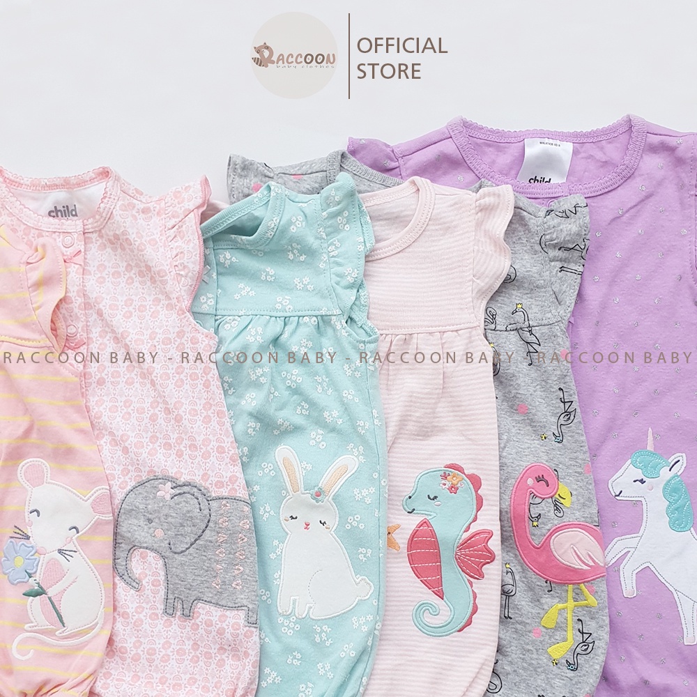 Bộ đồ liền thân tay cánh tiên cúc trước romper body đùi bé gái xuất dư C.a.r.ter's