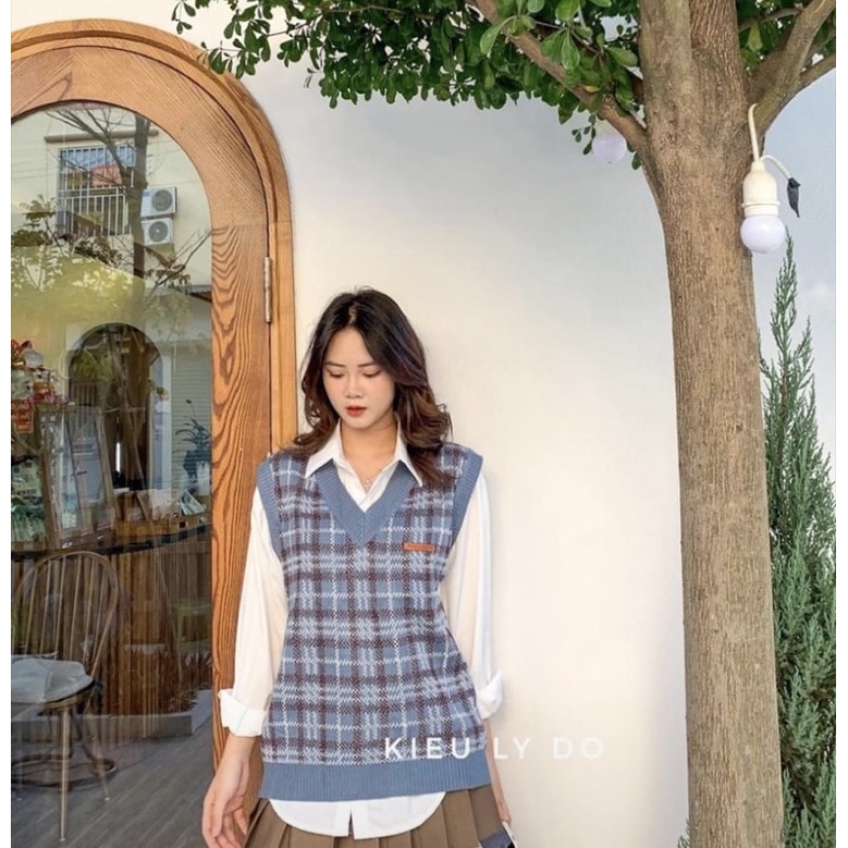 Áo gile len kẻ dáng rộng mẫu mới siêu hot,phong cách hàn quốc | BigBuy360 - bigbuy360.vn