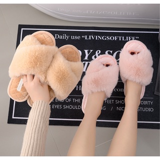 Dép nữ đi trong nhà cực êm chân chất liệu cao cấp Dép lông quai chéo mang văn phòng sang chảnh