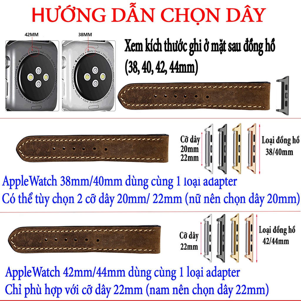 Dây apple watch da cá sấu đốt tre-khâu tay thủ công D108- dây apple watch series 3 series 4 series 5-Bụi leather