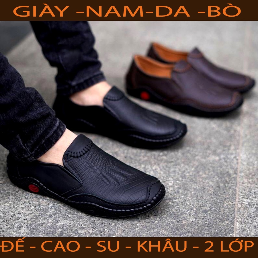 giày luời giày mọi nam da  cao cấp loại , đế khâu ư lớp siêu bền, bảo hành 12 tháng