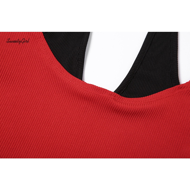 Áo Croptop Hai Mảnh Tay Dài Dáng Ôm Màu Sắc Tương Phản 2022 Dành Cho Nữ