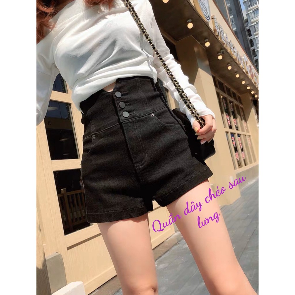 Quần short kaki lưng cao dây chéo sau lưng U2812