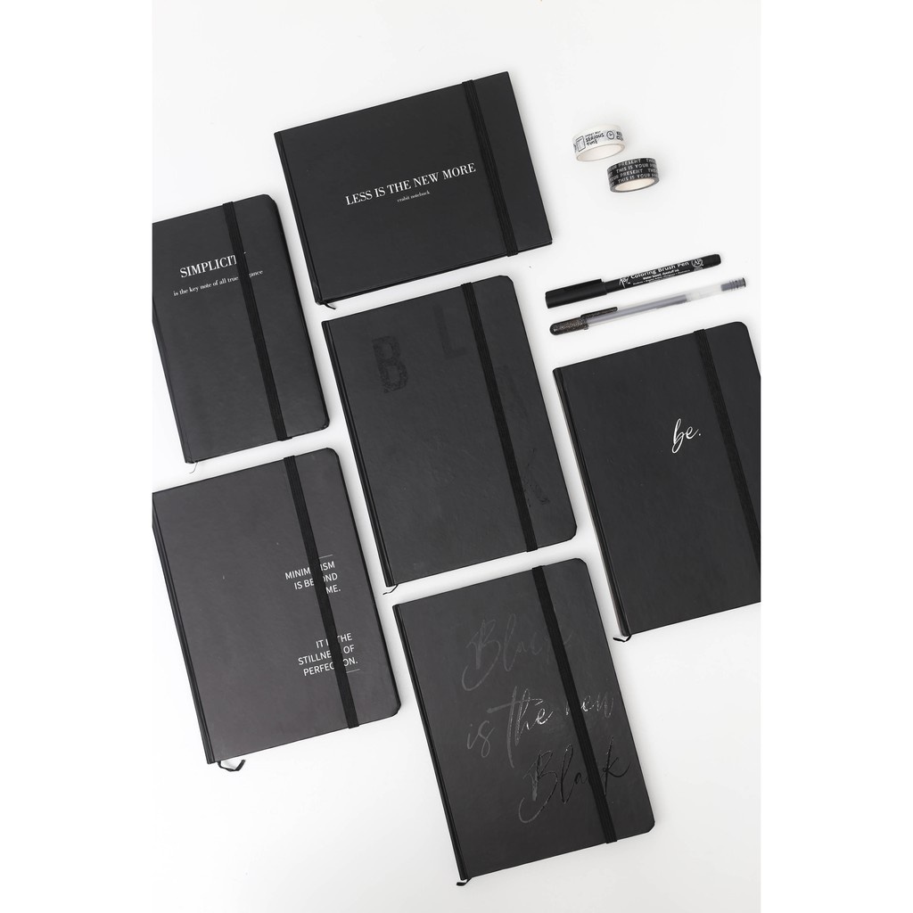 Số trơn Đen Crabit - The Black Book 130GSM - Sổ ghi chép, làm bullet journal - Số Black is the new bl