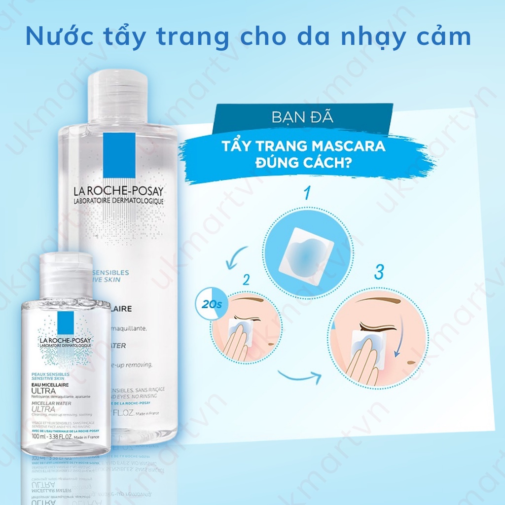 Nước làm sạch sâu và tẩy trang cho da nhạy cảm La Roche-Posay Micellar Water Ultra Sensitive Skin 100ml