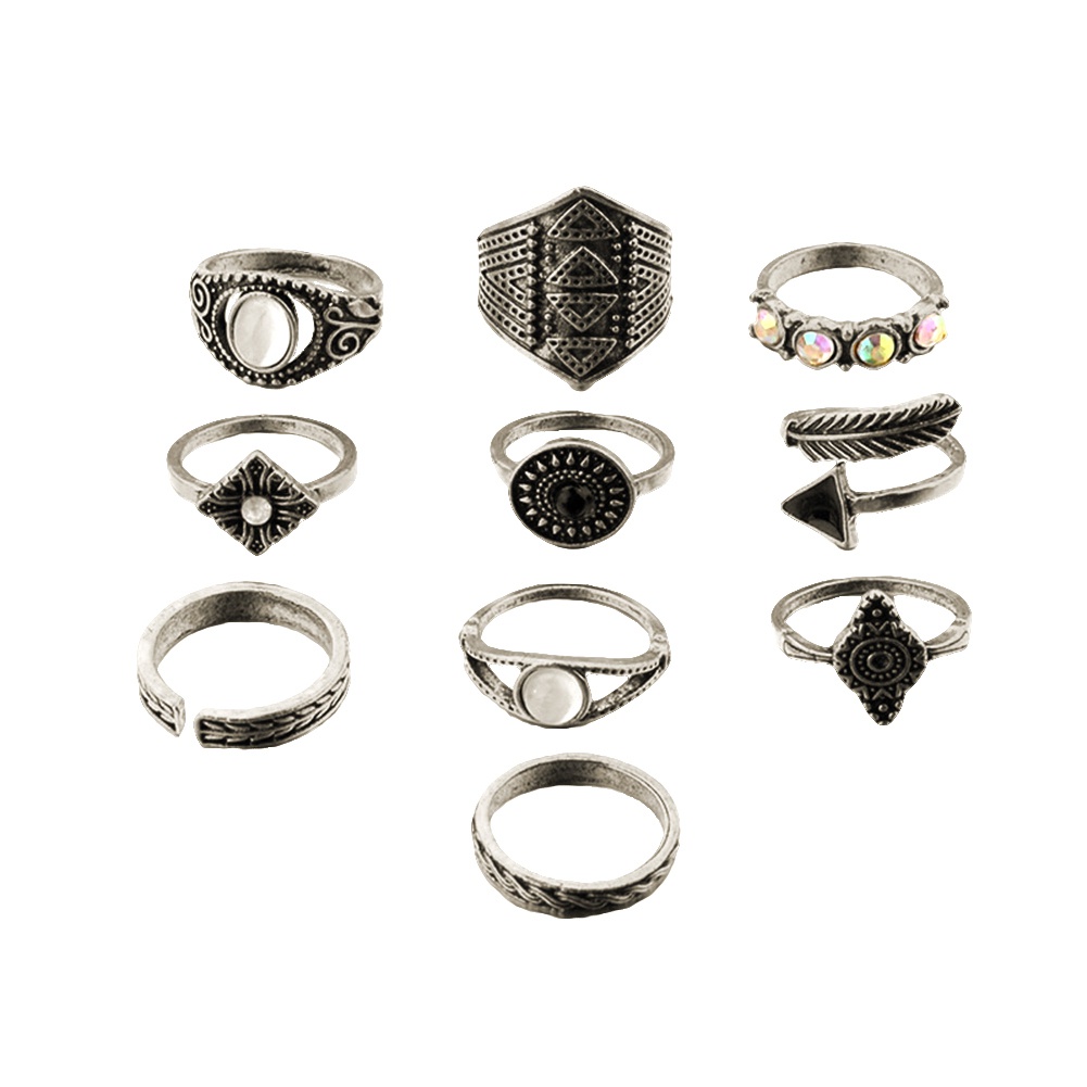 Set 10 nhẫn đeo khớp ngón tay phong cách Boho