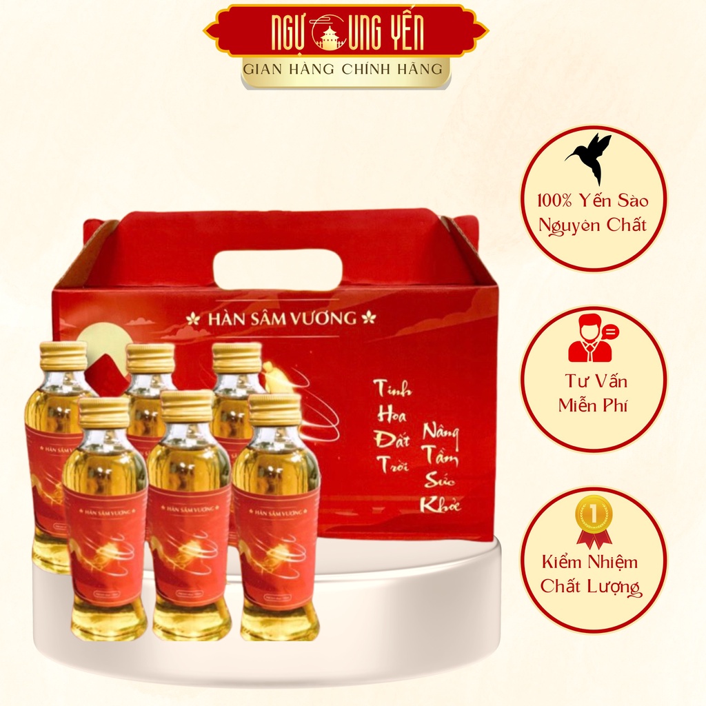 Nước Sâm Nguyên Chất Cao Cấp Bổ Dưỡng Hộp 6 Chai Hàn Sâm Vương - Quà Tặng Biếu Ngự Cung Yến