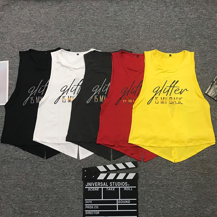 Áo tanktop nữ tập Gym - Yoga phối lưới lưng TANKGLITTER