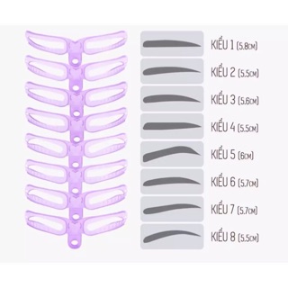 Bộ 8 khung kẻ chân mày tay cầm siêu yêu (màu Hồng -Tím)