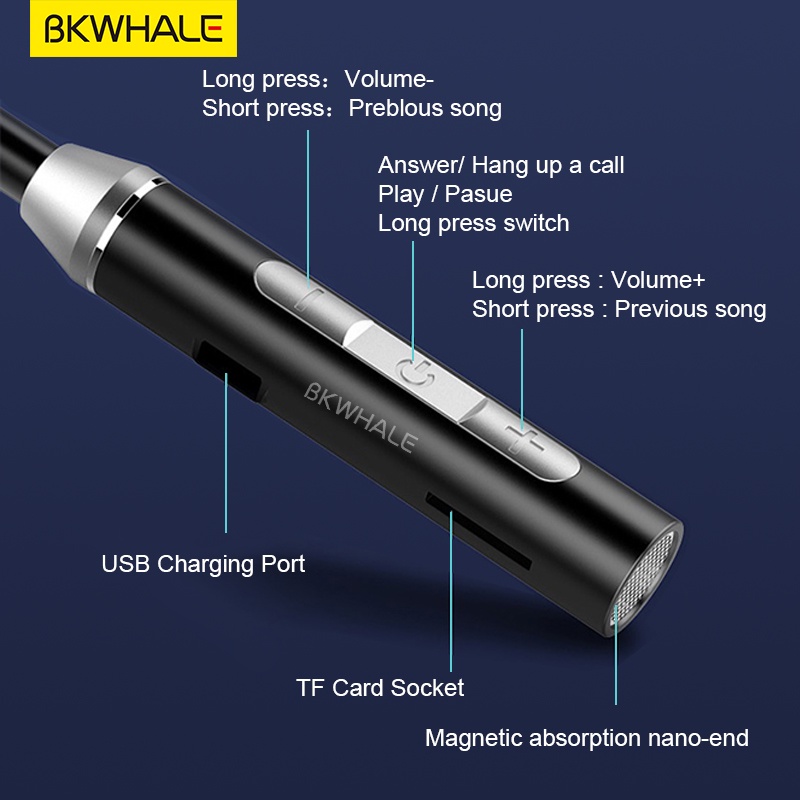 Tai Nghe Chơi Game Bluetooth 5.1 Có Mic Đeo Cổ BKWHALE GB-07