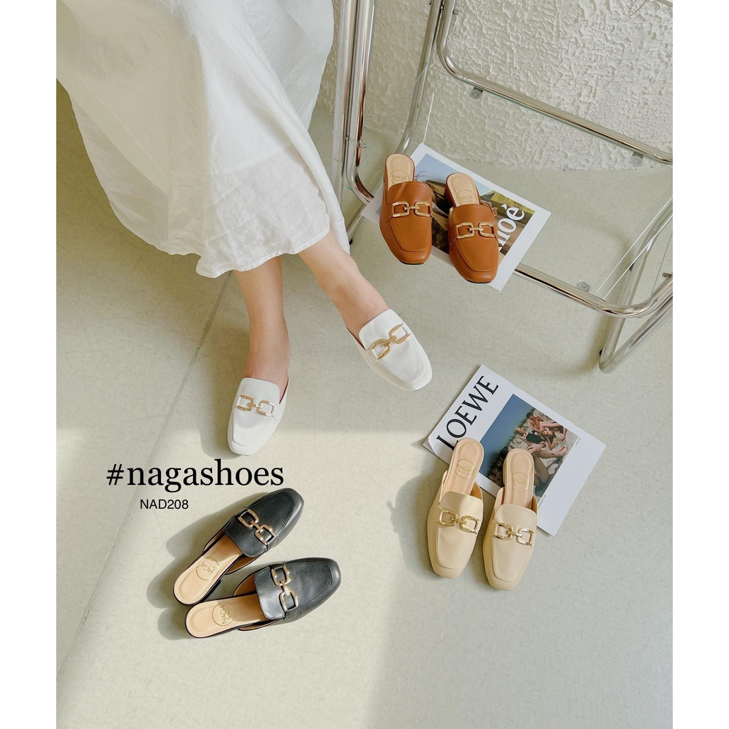 [FORM BÉ CHỌN LÊN 1 SIZE]  DÉP SỤC NAGASHOES KHÓA KIỂU MŨI VUÔNG NAD208
