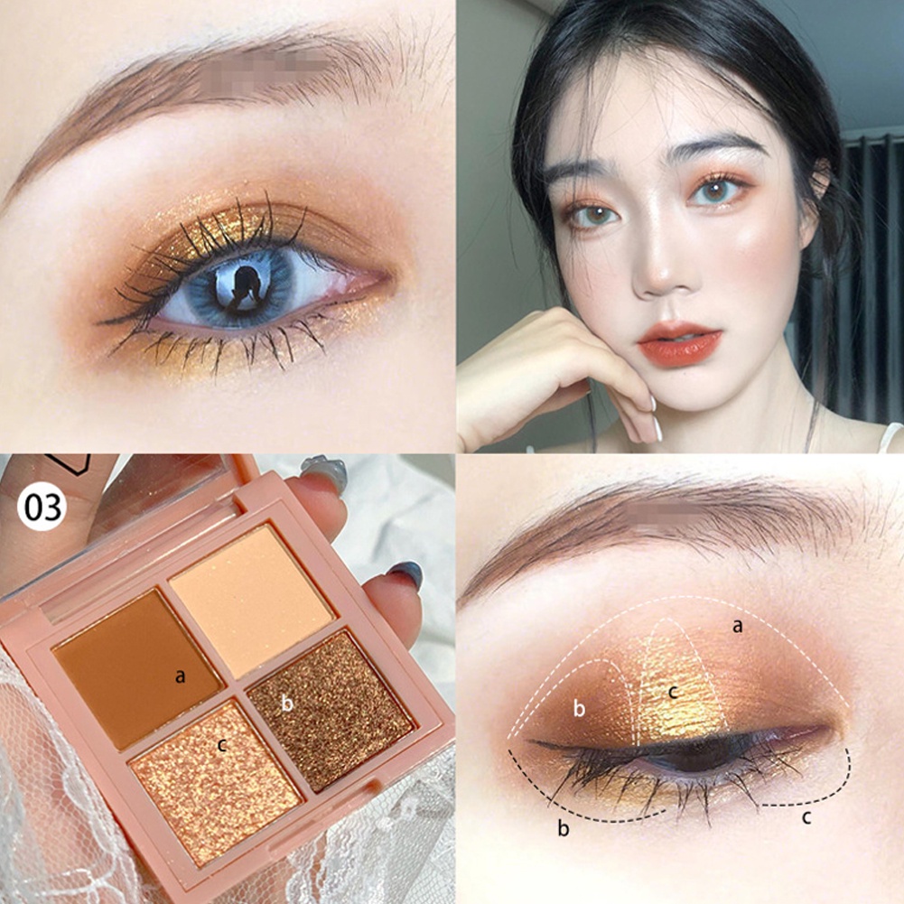 [Hàng mới về] Bảng phấn mắt 4 màu nhũ ngọc trai lấp lánh kháng nước
