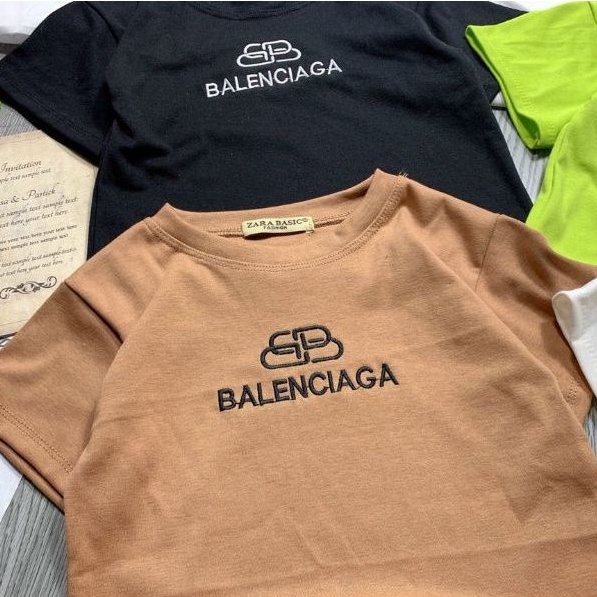 Áo croptop top thêu chữ &quot;BALEN_CIAGA&quot;