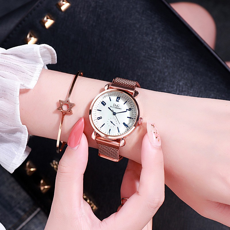 Đồng hồ thời trang nữ D&G dây nam châm vĩnh cửu, mặt số dể dàng xem giờ, vát cạch cực đẹp ( Mã: ADG01)