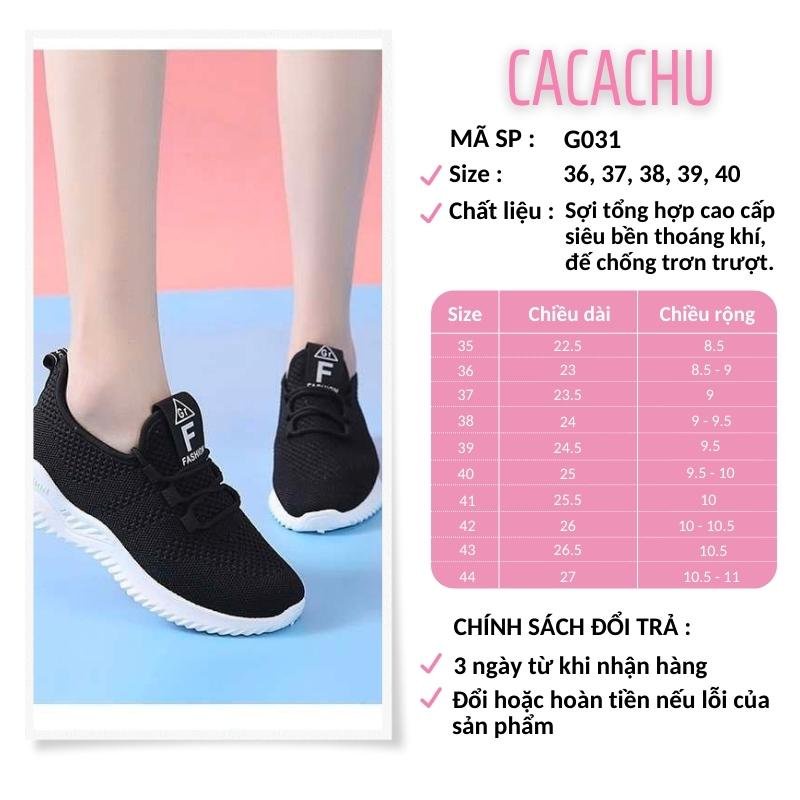 Giày nữ thể thao sneaker chạy bộ tập gym nhẹ êm chữ F xu hướng hot trend mới 2022 CACACHU G031, vải thoáng khí bền đẹp