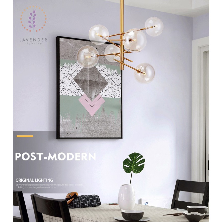 Đèn thả chùm bóng que thân mạ vàng TH223