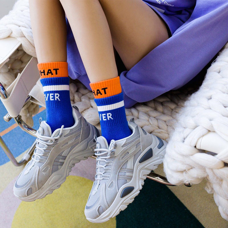 Tất nam nữ cổ cao 5 màu phong cách hàn quốc co dãn thoáng mát chất liệu thấm hút mồ hôi