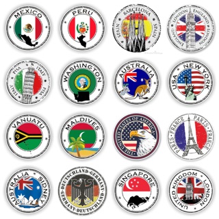 Set 50 sticker lá cờ tròn vẻ2 chủ đề các nước