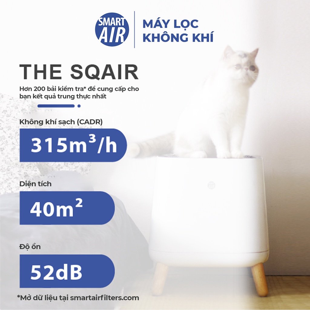 Máy lọc không khí SQAir Smart Air diệt khuẩn làm sạch không khí chính hãng