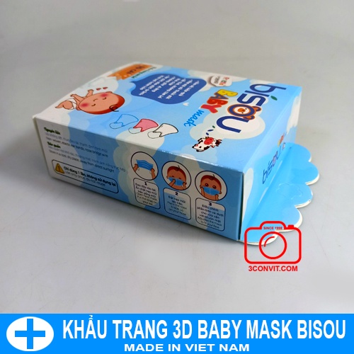 Hộp 10 chiếc khẩu trang trẻ em 3 lớp 3D Mask Baby bisou