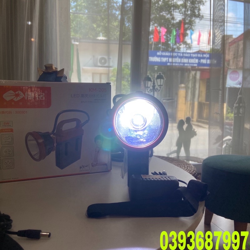 Đèn pin đội đầu ắc quy rời Domoda KM-205 siêu sáng - 2 loại ánh sáng Trắng và Vàng