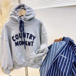 Áo hoodie nỉ bé trai Con Xinh phom rộng in chữ COUNTRY MOMENT