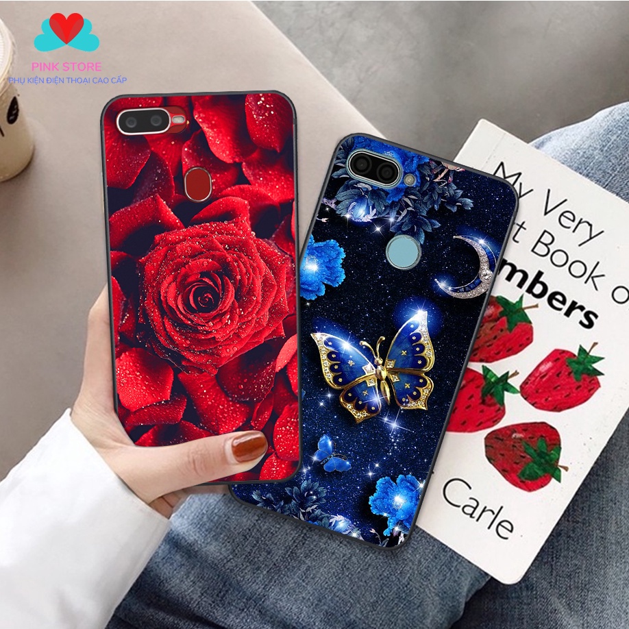 🔥Ốp lưng kính cường lực OPPO A5S - A7 - F9 - A12 in hình hoa 3D siêu đẹp