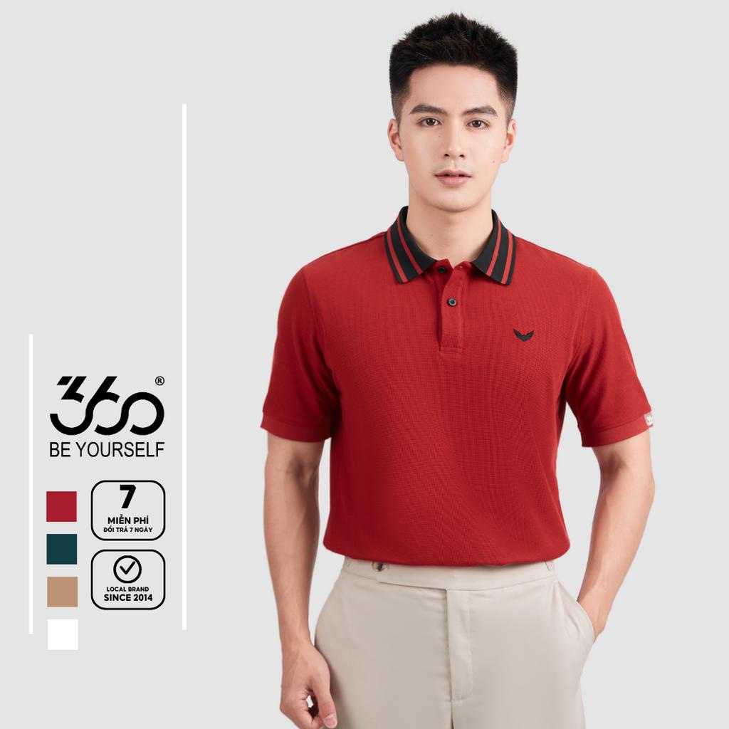 Áo polo nam phối màu thương hiệu 360 Boutique 4 màu trẻ trung chất liệu texture cao cấp - POHTK418