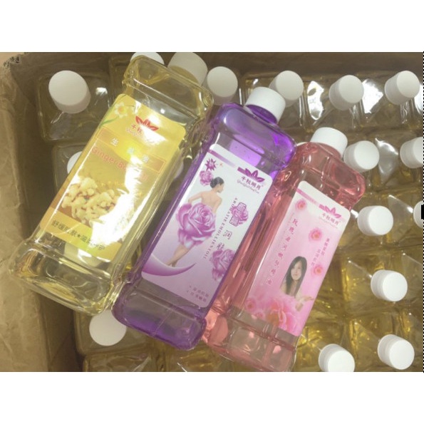 TINH DẦU MASSAGE body chai 500ml từ hoa cúc, hoa hồng, lavender, gừng