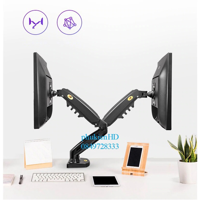 Giá treo 2 màn hình máy tính 17- 27'' NB F160