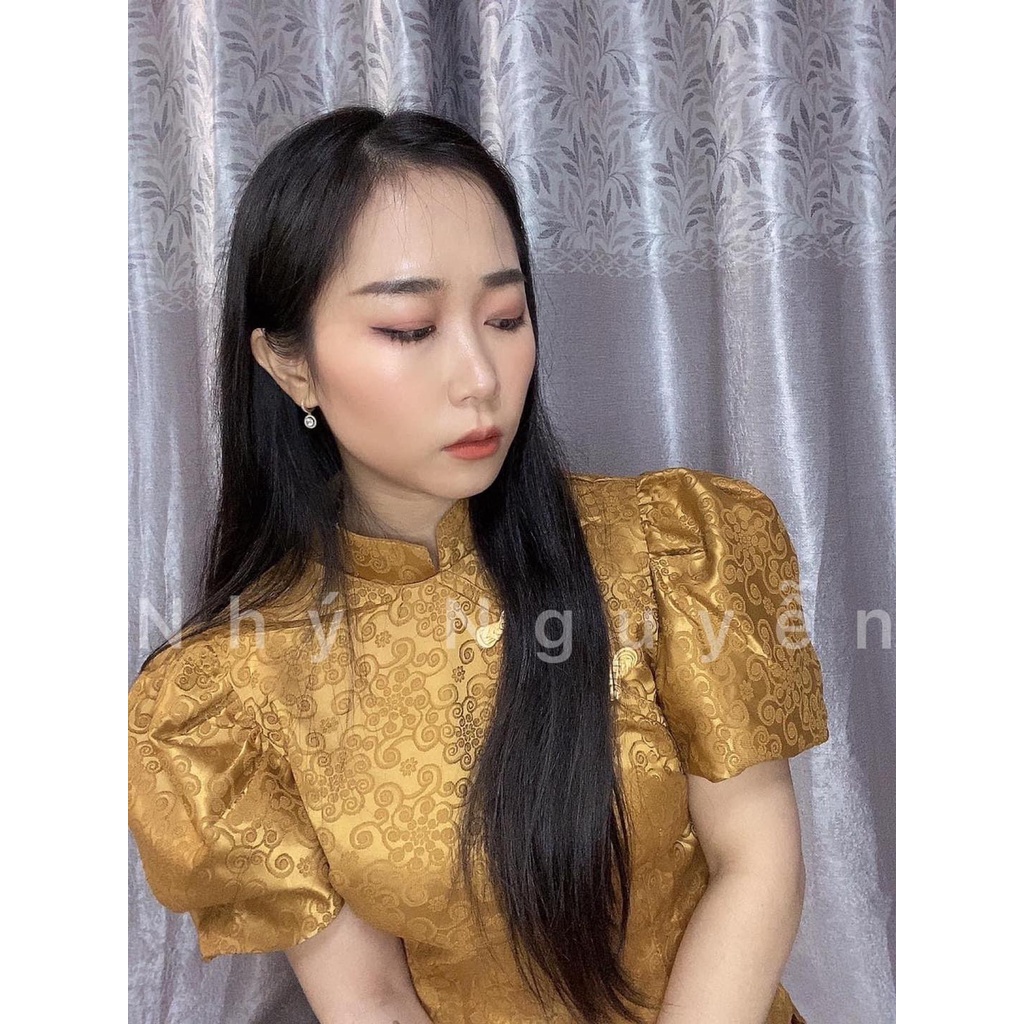 (HÌNH THẬT KHÁCH HÀNG) SET ĐI CHÙA GẤM TAY PHỒNG